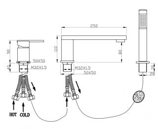 Смеситель на борт ванны Groсenberg GB6008 Никель